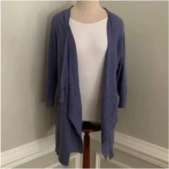 Eileen Fisher Women's Linen Blend Fly Away Cardigan Purple Size Medium - Picture 7 of 7